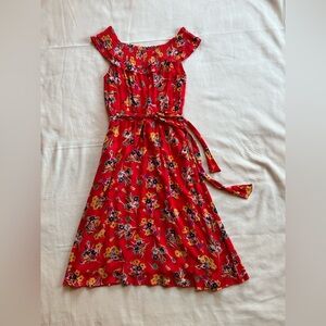 Anthropologie Red Floral Midi Dress